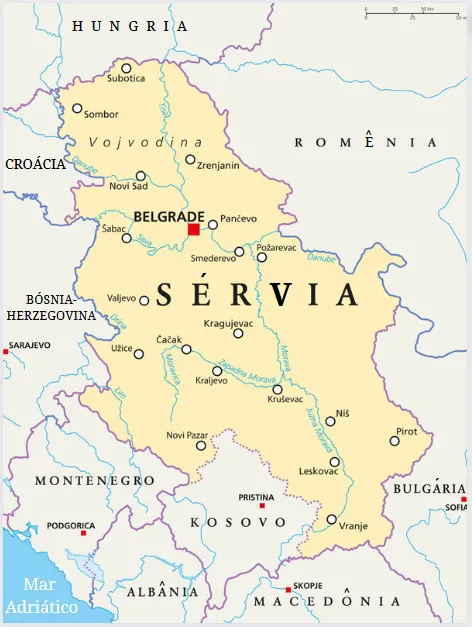 Mapa Sérvia